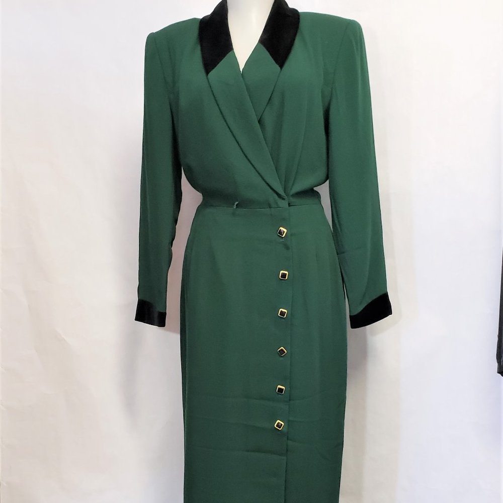Kasper ASL Wrap Dress Long Sleeve size 6 green